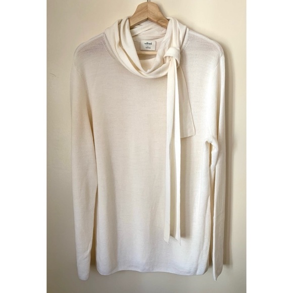 Wilfred Sweaters - Wilfred • L • Adalie Cream Long Sleeve Tie Neck Sweater